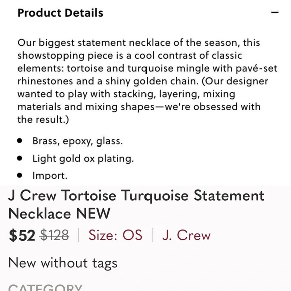 Jcrew tortoise turquoise statement necklace NEW - Picture 6 of 6